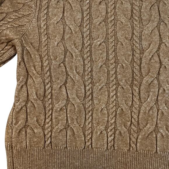 LOFT Sweater Womens XL Tan Cable Knit Button Front Crewneck Cardigan - Picture 4 of 6